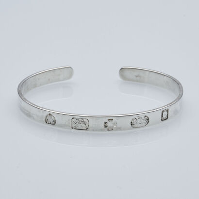 Sterling Silver, 6.5mm Wide Engraved Bangle