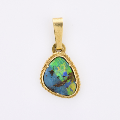 14ct Yellow Gold, Modern, Free-form Opal Pendant