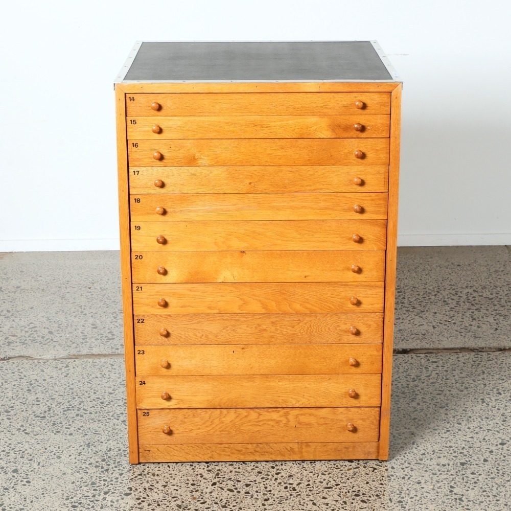 A Bespoke Set of Oak Map/Collectors Drawers