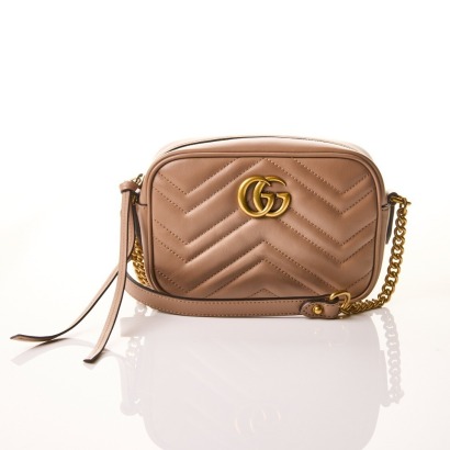 Gucci, GG Marmont Matelasse Dusty Pink Mini Shoulder Bag with Box