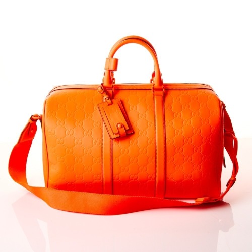 Gucci, Bright Orange GG Rubber Effect Medium Duffle Bag - As new