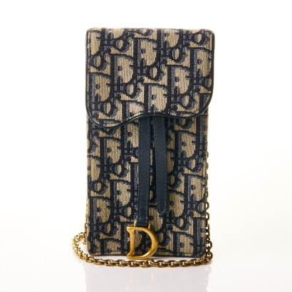 Christian Dior, Vertical Saddle Oblique Jacquard Chain Pouch