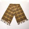 Burberry, Check, Moss Green / Yellow 100% Cashmere Long Scarf