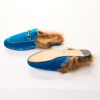 Gucci, Turquoise Velvet / Fur Princetown Horsebit Mules, Size 36 - 2
