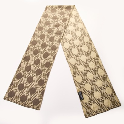 Herm&egrave;s, Grey / Cream, 100% Wool 'H' Logo Scarf