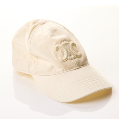 Celine, Triomphe, Cream Baseball Cap, Size S