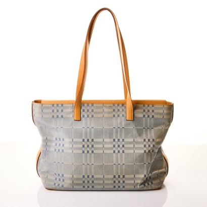Burberry, Blue Check Canvas Tote Bag