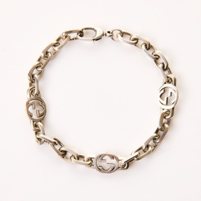 Sterling Silver, Gucci Interlocking GG Chain Bracelet