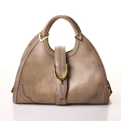 Gucci, Ombre Grey Brogue Leather Stirrup Hobo Bag