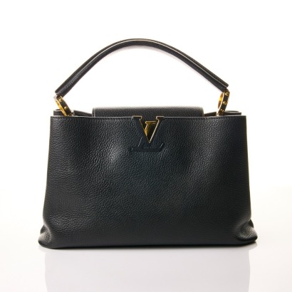 Louis Vuitton, Noir Taurillon Capucines MM Bag