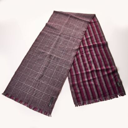 Ermenegildo Zegna, Purple / Grey Check Wool Scarf