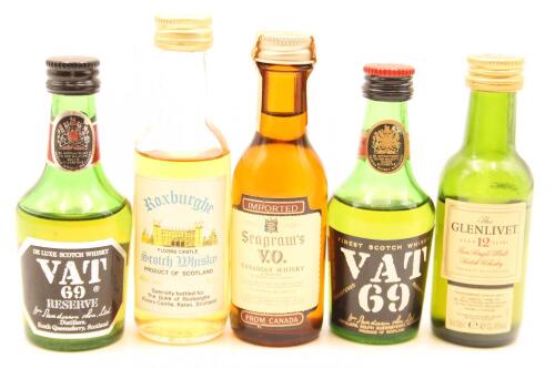 (1) Collection of 5 Whisky Miniatures circa 1980s, Sold as One Lot