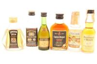 (1) Mixed Selection of 6 x  Miniatures including Whisky, Vodka, Cognac, Rum, Tequila and Bourbon, Circa 1980s, Sold as One Lot