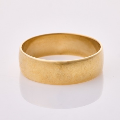 9ct Yellow Gold, 7mm Wide Plain Band, Size Y