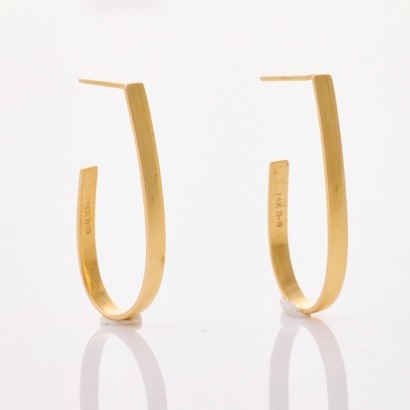 14ct Yellow Gold, 3mm Wide Hoop Style Earrings