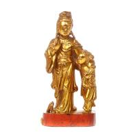 A 19th Century Chinese Gilt Wood Carving of Guanyin