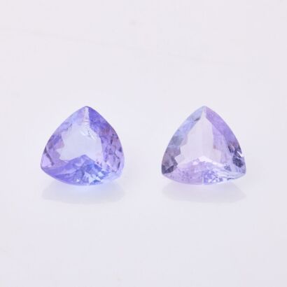 Matched Pair of Loose, 1.80ct Trilliant Cut Tanzanites