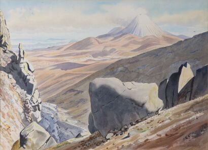 CYRIL WHITEOAK Ngauruhoe from Mead's Wall on Mt. Ruapehu