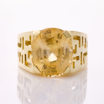 14ct Yellow Gold, Modern, 12.48ct Yellow Sapphire Ring