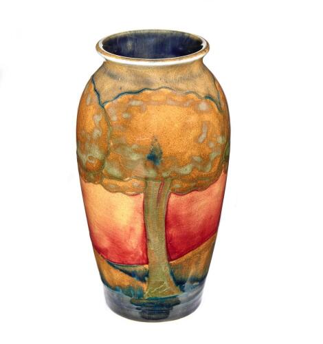 William Moorcroft, Eventide Landscape Tapered Baluster Vase, C.1925