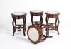 A Chinese Flower Table and Four Stools with marble tops - 3