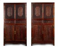 A Pair of Chinese Qing Dynasty Rosewood Matching Cabinets