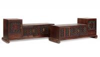 A Pair of Chinese Qing Dynasty Rosewood Low Cabinets