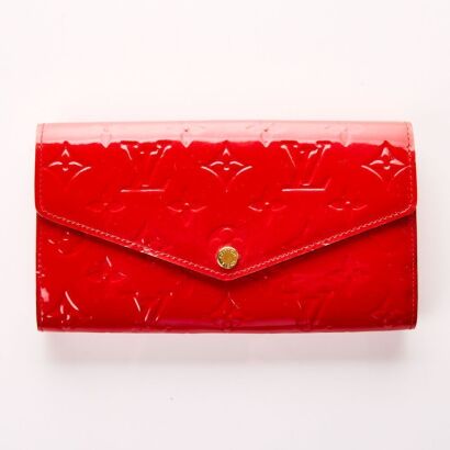 Louis Vuitton, Red, Monogram Vernis Sarah Wallet