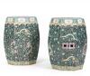 A Pair of Chinese Qing Dynasty Black Ground Famille Rose Hexagonal 'Dragon' Stools