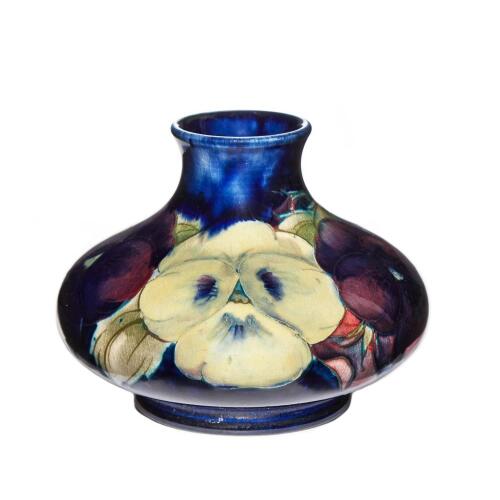 William Moorcroft, Small Pansy Bulbous Vase, C.1920