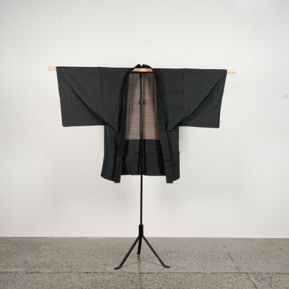 A Japanese Mid 20th-Century Dark Grey Men's Kimono