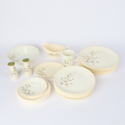 A Crown Lynn Green Bamboo Diner Set