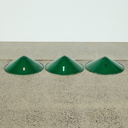 A Trio of Vintage Enamel Lampshades