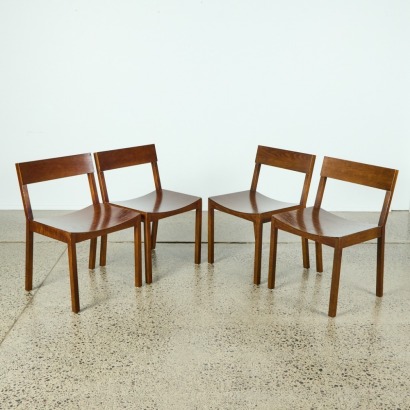A Set of Four Walnut Dining Chairs