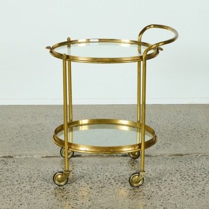 A French Oval Brass Drinks Trolley in a Neoclassical Style, c. 1950s