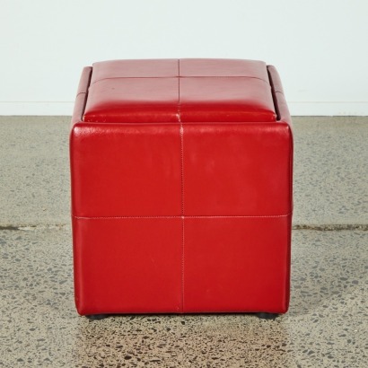 A Red Upholstered Stool/Table