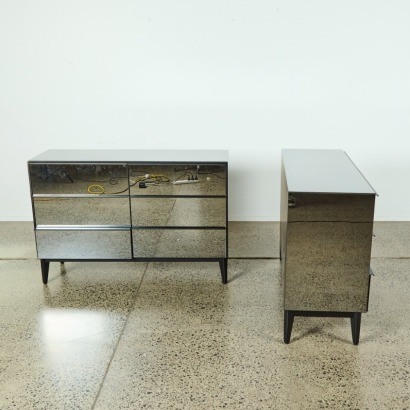 A Pair of Joanna Smoked Mirror Dressers