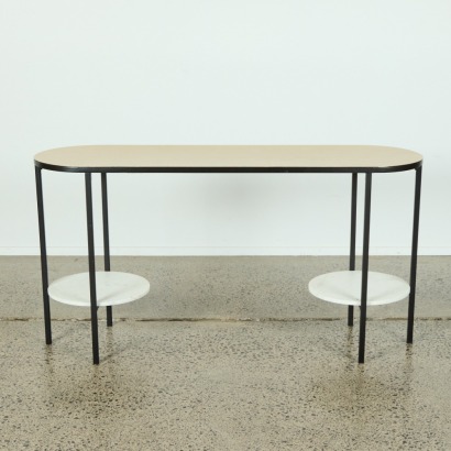 A Brass Console with Marble Shelves