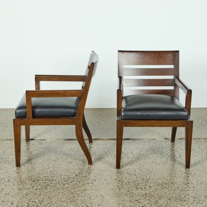 A Pair of Black Leather Chair - Christian Liagre style black Leather chair