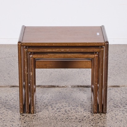 A Trio of Nesting Sleigh-Leg Mid-Century Tables in the Style of G-Plan