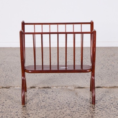 A Mahogany Mid-Century Wishbone Magazine Rack c. 1960s