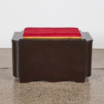 An Ebonised Oak Blanket Box with Upholstered Seat