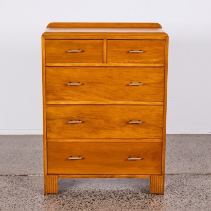 An Art Deco Rimu Tallboy