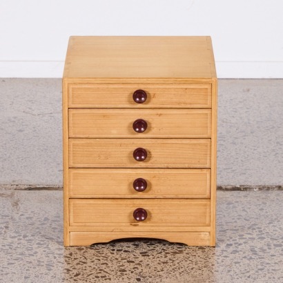 A Vintage Set of Japanese Blonde Paulownia Drawers with Bakelite Handles