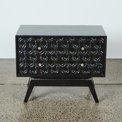 A Black Two Drawer Side Table