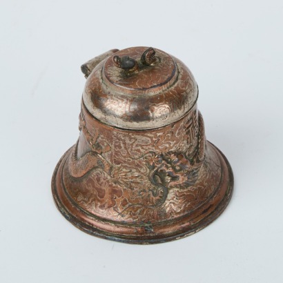 A Chinese Dragon Coppered Metal Inkwell