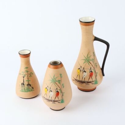 A Trio of Afra West German Vases