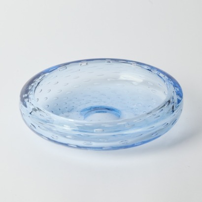 A Whitefriars Sapphire Blue Bullicante Glass Bowl