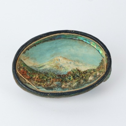 A Diorama Inlay Paua Shell of New Zealand Scene