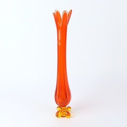 A Tall Orange Art Glass Vase